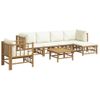 Set De Muebles De Jardín 7 Piezas Bambú Y Cojines Blanco Crema