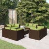 Set Muebles De Jardín 9 Piezas Y Cojines Ratán Sintético Marrón