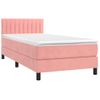 Cama Box Spring Colchón Y Led Terciopelo Rosa 100x200 Cm