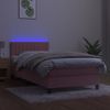 Cama Box Spring Colchón Y Led Terciopelo Rosa 100x200 Cm