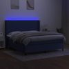 Cama Box Spring Colchón Y Luces Led Tela Azul 180x200 Cm