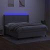 Cama Box Spring Colchón Y Luces Led Tela Gris Claro 180x200 Cm