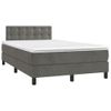 Cama Box Spring Con Colchón Terciopelo Gris Oscuro 120x190 Cm