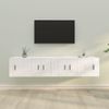 Set De Muebles De Tv 4 Piezas Madera Contrachapada Blanco Brillo