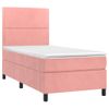 Cama Box Spring Colchón Y Led Terciopelo Rosa 100x200 Cm