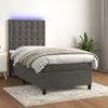 Cama Box Spring Colchón Y Led Terciopelo Gris Oscuro 80x200 Cm