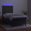 Cama Box Spring Colchón Y Led Terciopelo Gris Oscuro 80x200 Cm