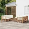 Set De Muebles De Jardín 9 Piezas Bambú Y Cojines Blanco Crema