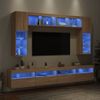 Muebles De Tv De Pared Con Luces Led 8 Piezas Roble Sonoma