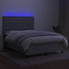 Cama Box Spring Colchón Y Luces Led Tela Gris Claro 140x190 Cm