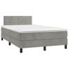 Cama Box Spring Con Colchón Terciopelo Gris Claro 120x190 Cm