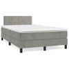 Cama Box Spring Con Colchón Terciopelo Gris Claro 120x190 Cm