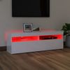 Mueble De Tv Con Luces Led Blanco Brillante 120x35x40 Cm