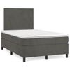 Cama Box Spring Colchón Y Led Terciopelo Gris Oscuro 120x190 Cm