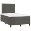 Cama Box Spring Colchón Y Led Terciopelo Gris Oscuro 120x190 Cm