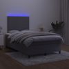 Cama Box Spring Colchón Y Led Terciopelo Gris Oscuro 120x190 Cm