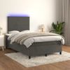 Cama Box Spring Colchón Y Led Terciopelo Gris Oscuro 120x190 Cm