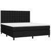 Cama Box Spring Colchón Y Luces Led Tela Negro 180x200 Cm