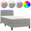 Cama Box Spring Colchón Y Led Terciopelo Gris Claro 90x200 Cm