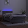 Cama Box Spring Colchón Y Led Terciopelo Gris Claro 90x200 Cm