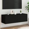 Mueble De Tv De Pared Con Luces Led Negro 100x35x31 Cm