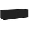 Mueble De Tv De Pared Con Luces Led Negro 100x35x31 Cm