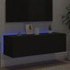 Mueble De Tv De Pared Con Luces Led Negro 100x35x31 Cm