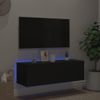 Mueble De Tv De Pared Con Luces Led Negro 100x35x31 Cm