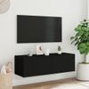 Mueble De Tv De Pared Con Luces Led Negro 100x35x31 Cm