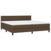 Cama Box Spring Colchón Luces Led Tela Marrón Oscuro 200x200 Cm