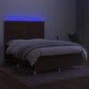 Cama Box Spring Colchón Luces Led Tela Marrón Oscuro 140x200cm