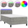 Cama Box Spring Colchón Y Led Terciopelo Gris Claro 100x200 Cm