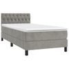 Cama Box Spring Colchón Y Led Terciopelo Gris Claro 100x200 Cm