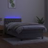 Cama Box Spring Colchón Y Led Terciopelo Gris Claro 100x200 Cm