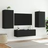 Mueble De Tv De Pared Con Luces Led Negro 40,5x35x80 Cm