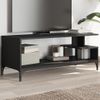 Mueble De Tv Madera De Ingeniería Y Acero Negro 102x40x41 Cm