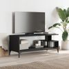 Mueble De Tv Madera De Ingeniería Y Acero Negro 102x40x41 Cm