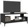 Mueble De Tv Madera De Ingeniería Y Acero Negro 102x40x41 Cm