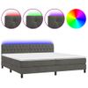 Cama Box Spring Colchón Y Led Terciopelo Gris Oscuro 200x200 Cm