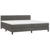 Cama Box Spring Colchón Y Led Terciopelo Gris Oscuro 200x200 Cm