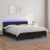 Cama Box Spring Colchón Y Led Cuero Sintético Negro 180x200 Cm