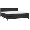 Cama Box Spring Colchón Y Led Cuero Sintético Negro 180x200 Cm