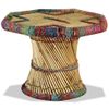 Mesa De Centro De Bambú Con Detalles Chindi Multicolor