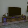 Mueble De Tv Con Luces Led Color Roble Ahumado 230x36,5x40 Cm