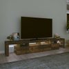 Mueble De Tv Con Luces Led Color Roble Ahumado 230x36,5x40 Cm