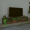 Mueble De Tv Con Luces Led Color Roble Ahumado 230x36,5x40 Cm