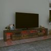 Mueble De Tv Con Luces Led Color Roble Ahumado 230x36,5x40 Cm