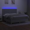 Cama Box Spring Colchón Y Luces Led Tela Gris Claro 180x200 Cm