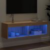 Mueble Para Tv Con Luces Led Roble Sonoma 100x30x30 Cm