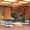 Muebles De Jardín 9 Piezas Con Cojines Blanco Madera De Pino